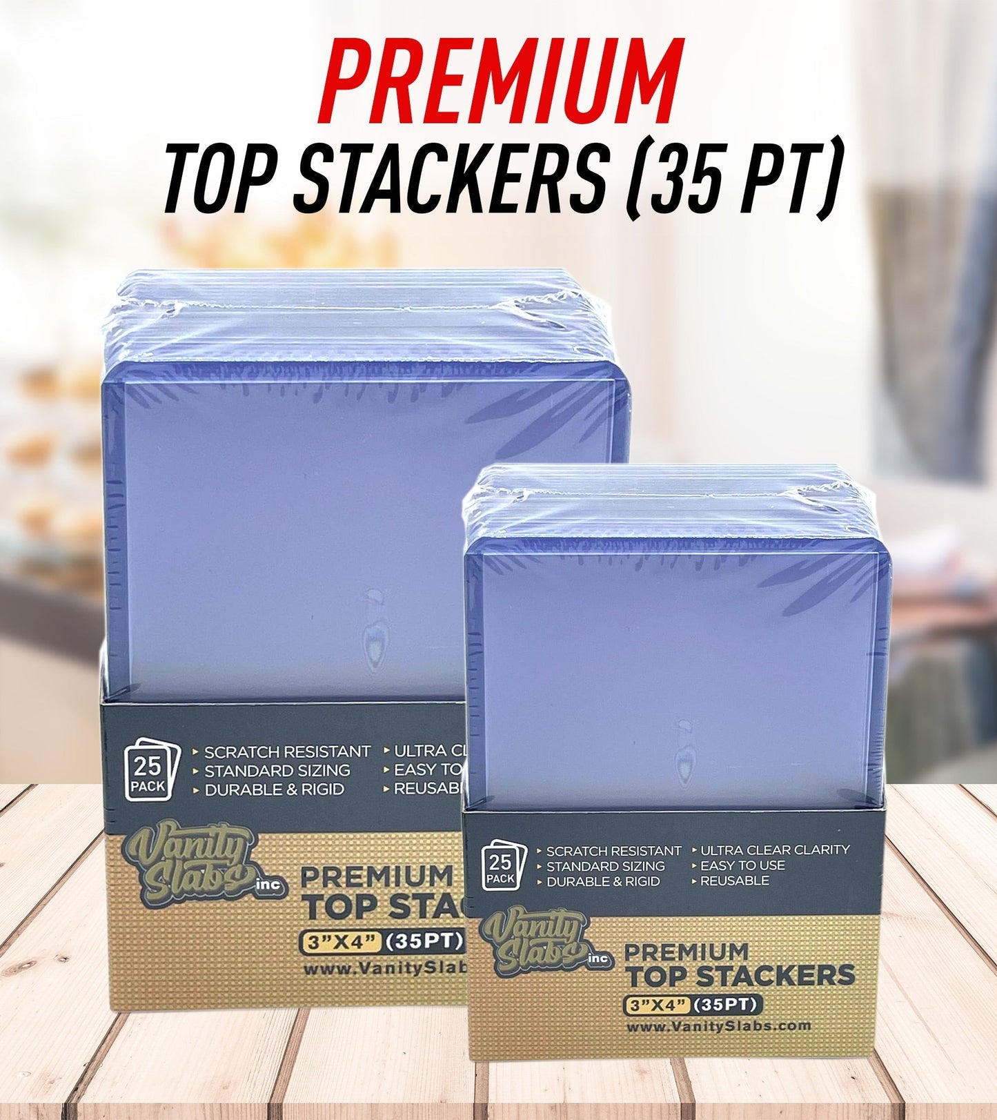 100 Vanity Slabs Premium Top Stackers w/ Film 35pt Card Loaders