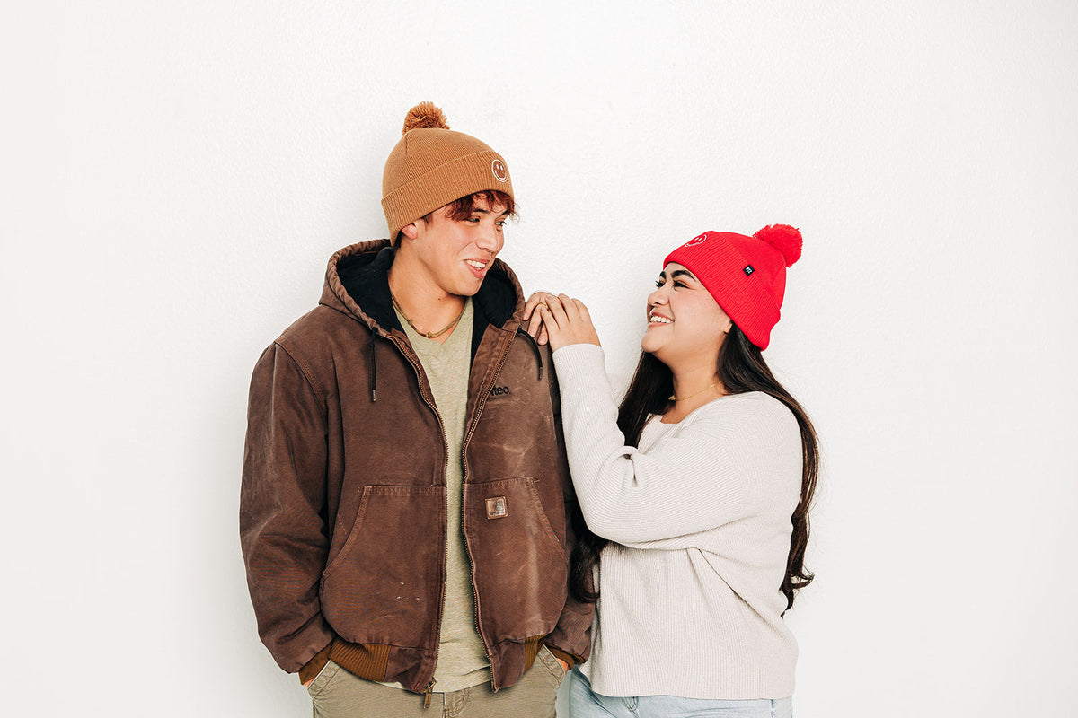 Smiley Pom Pom Hat