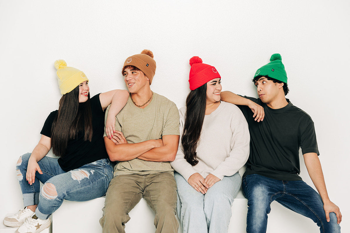 Smiley Pom Pom Hat