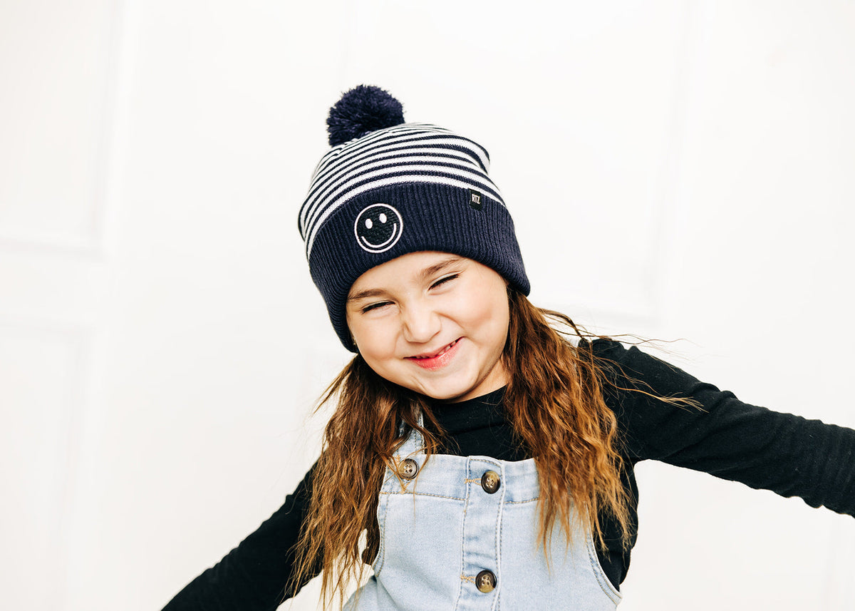 Smiley Pom Pom Hat