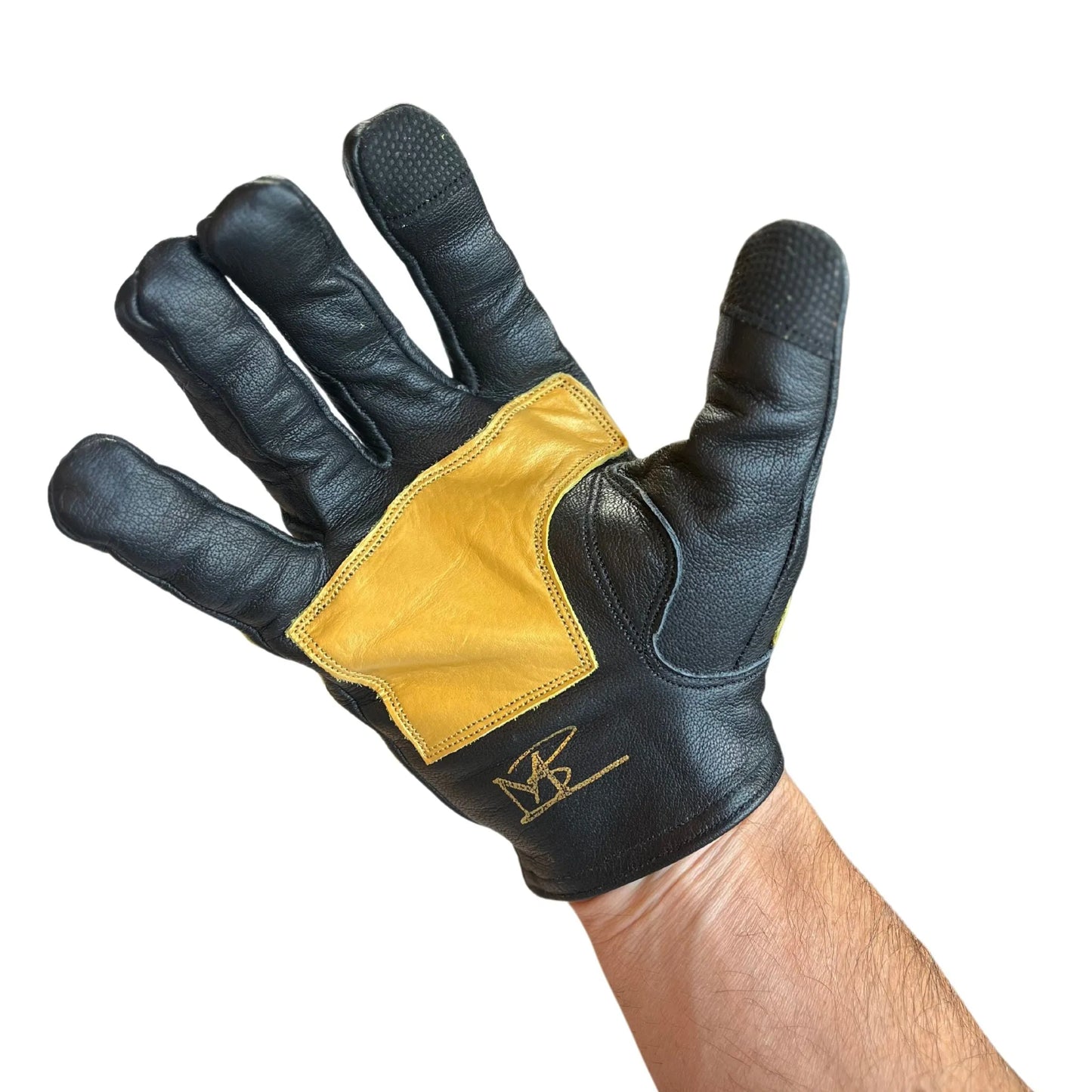 Buffalo Skeleton Leather Glove - Black-GOLD