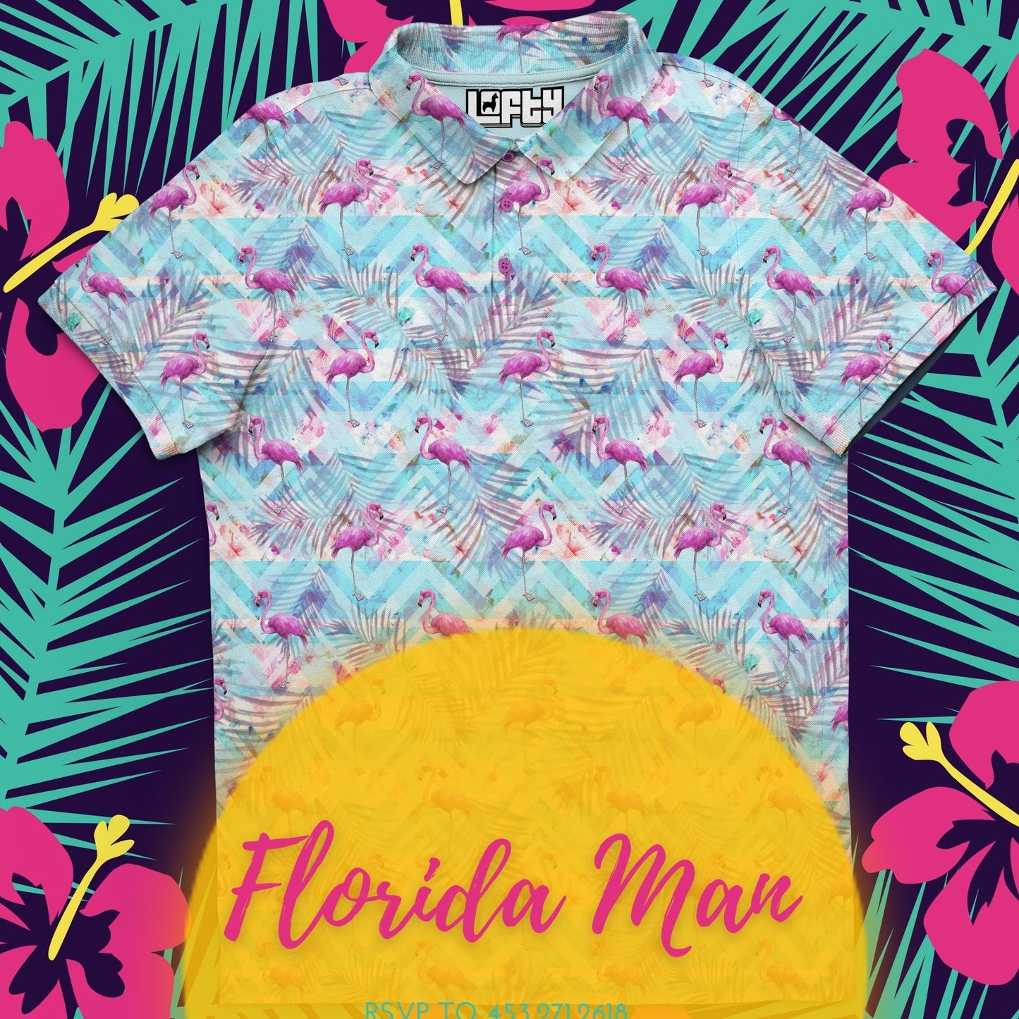 Florida Man | Floral/Flamingo Golf Polo for Men