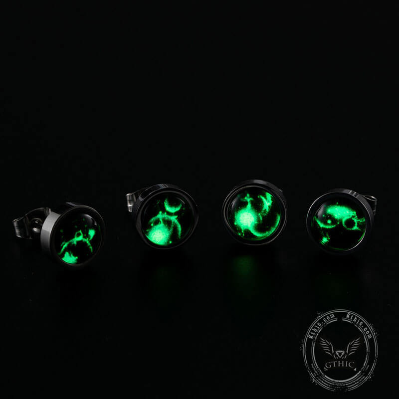 12 Constellation Zodiac Stainless Steel Luminous Stud Earrings