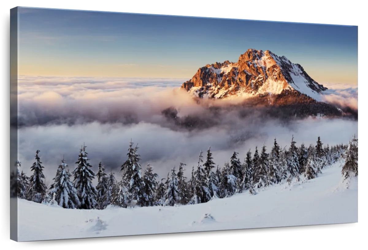 Snow Mountain Sunset Wall Art