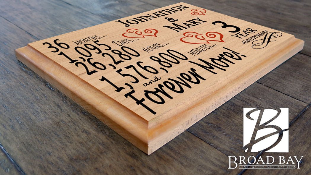 Personalized 3rd Anniversary Gift – Custom Wood Keepsake for Husband, Wife, or Couple