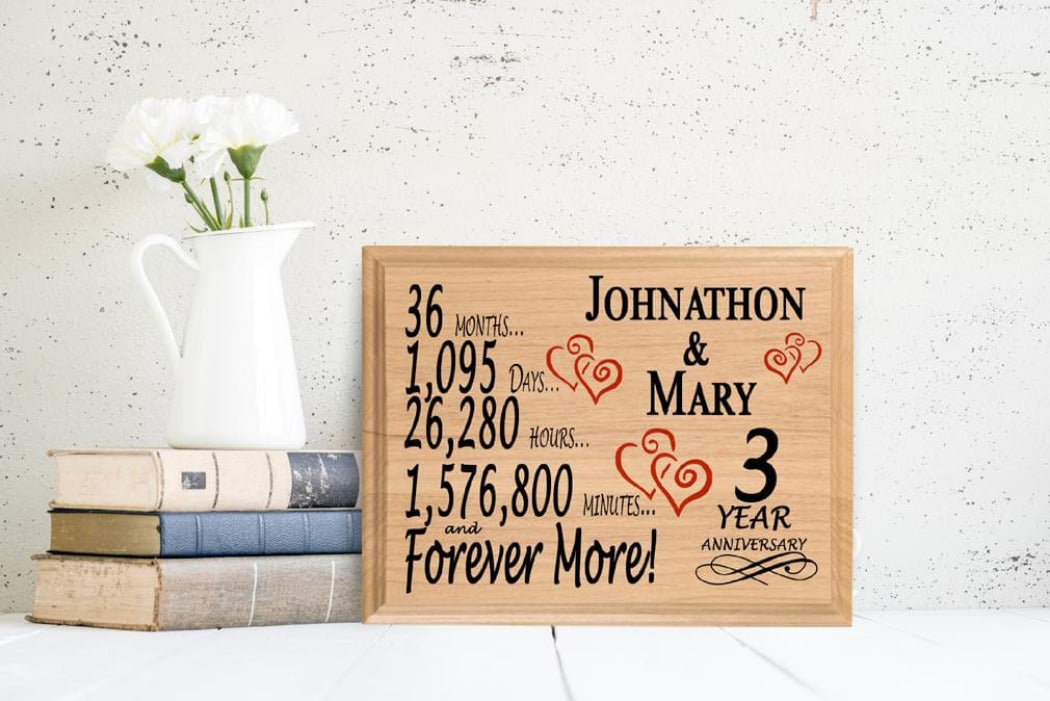 Personalized 3rd Anniversary Gift – Custom Wood Keepsake for Husband, Wife, or Couple