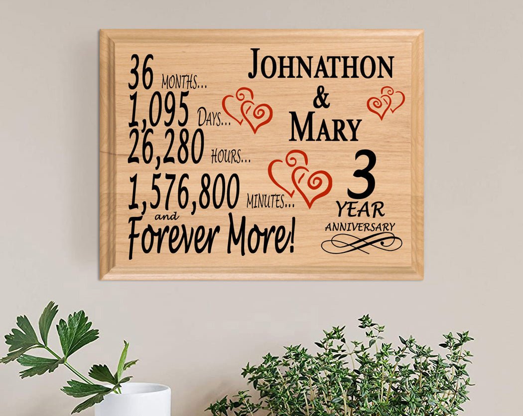 Personalized 3rd Anniversary Gift – Custom Wood Keepsake for Husband, Wife, or Couple