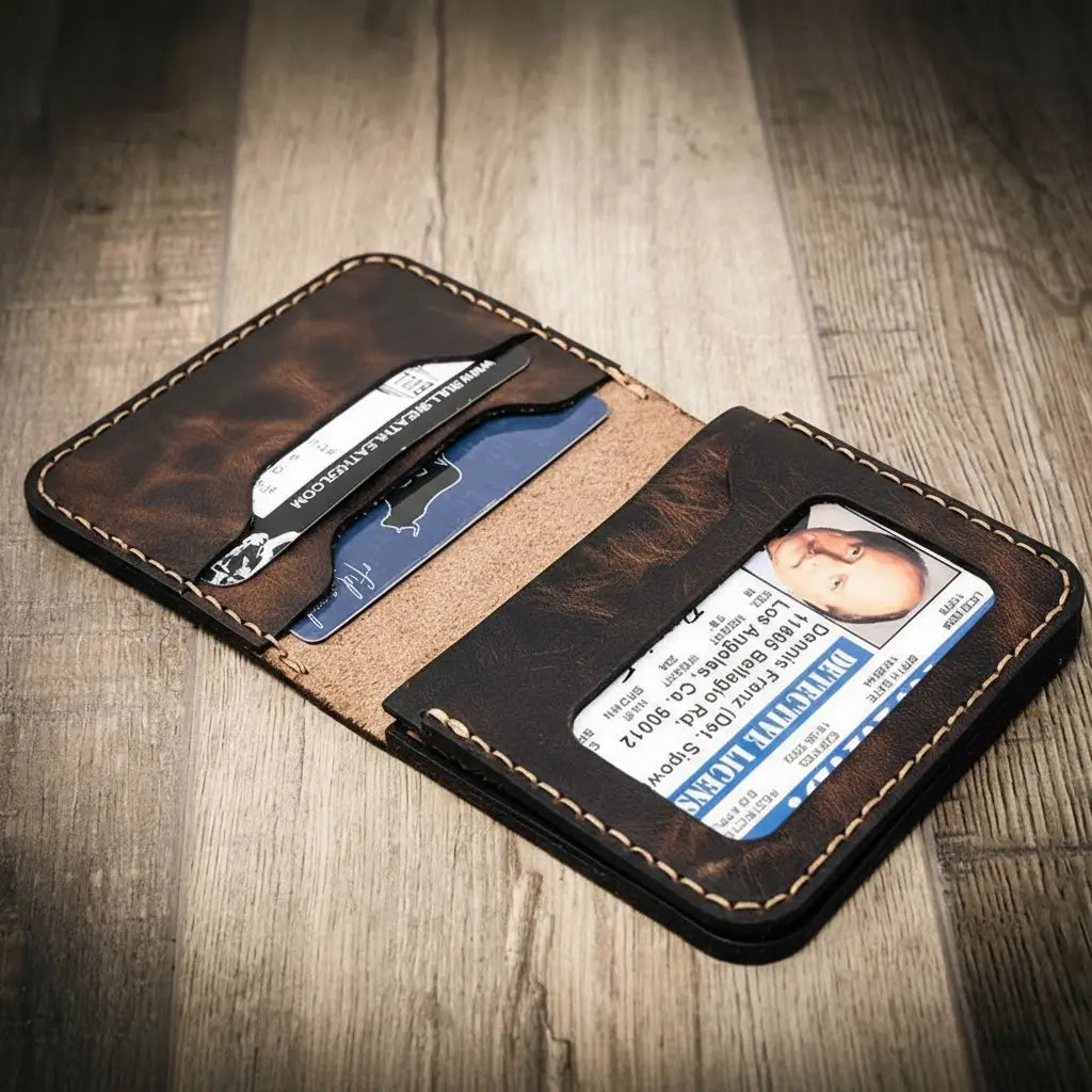 Minimalist Badge Wallet - Walnut Brown