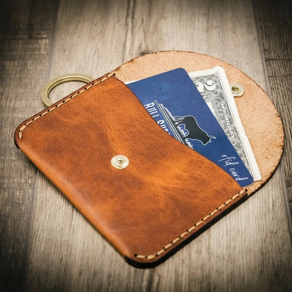 The Richmond Leather Keychain Wallet in Chestnut Brown