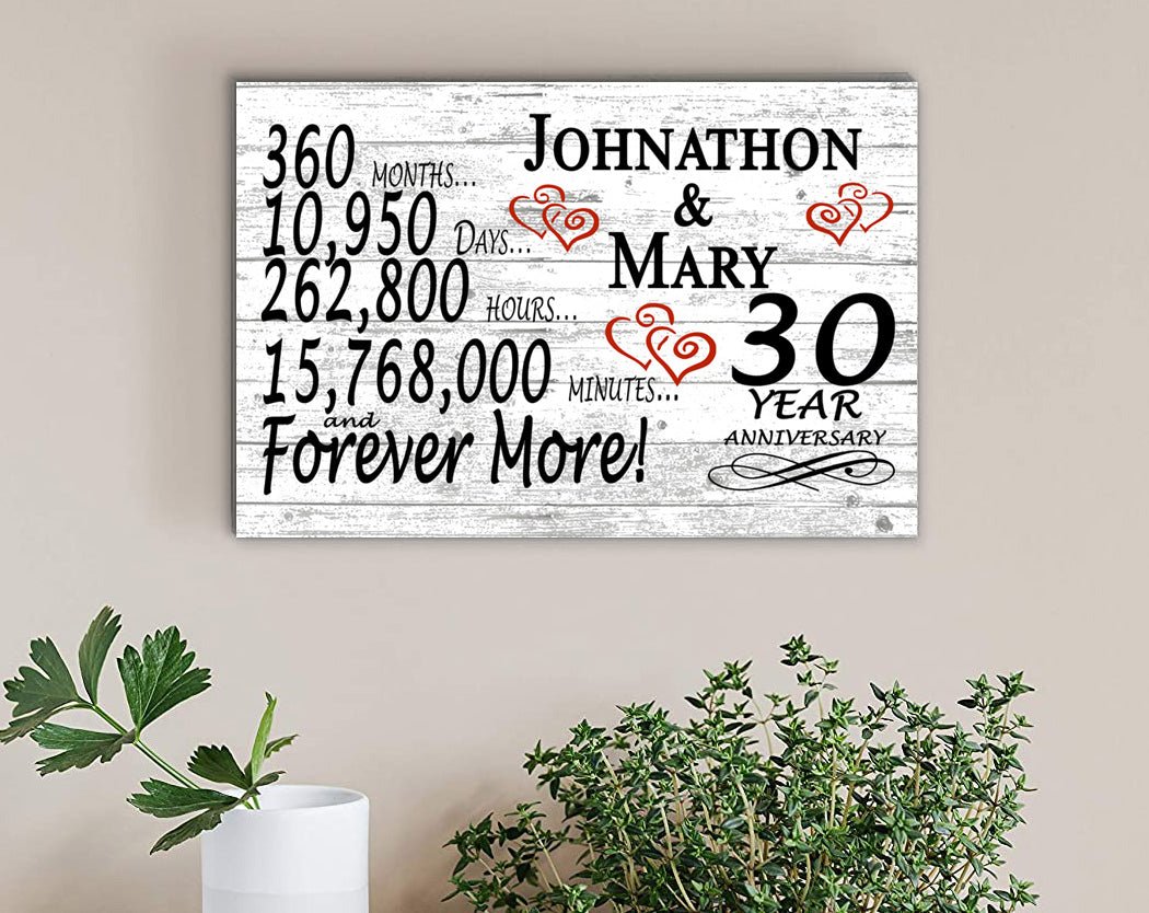 30 Year Anniversary Gift Personalized 30th Wedding Anniversary Present