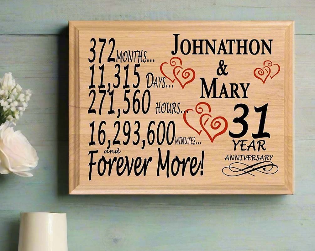 Personalized 31st Anniversary Gift – Custom Wood Keepsake for Husband, Wife, or Couple