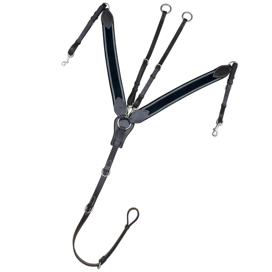 ExionPro Wide Elastic 3 Point Breastplate - Navy Blue Elastic with White Lines