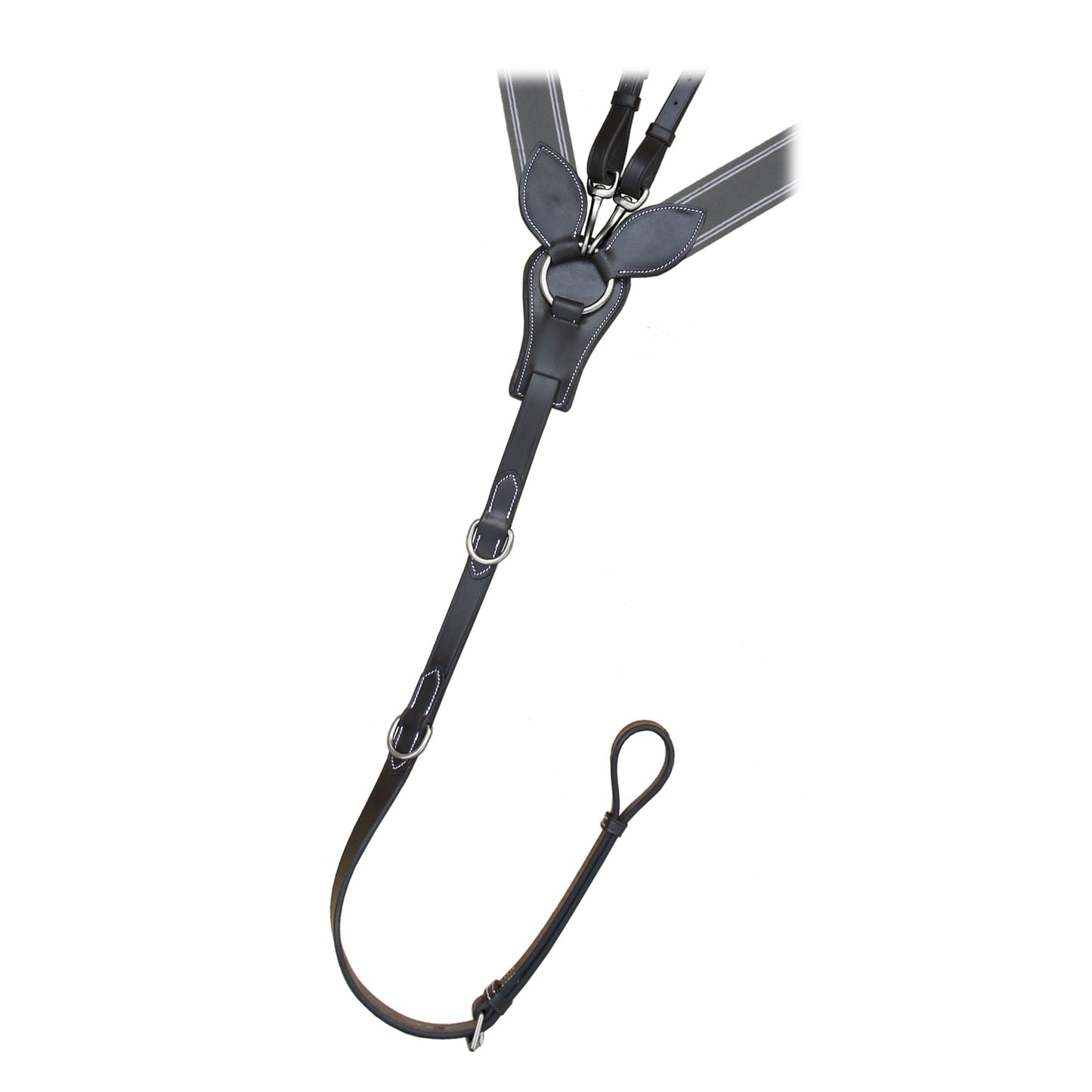 ExionPro Wide Elastic 3 Point Breastplate - Grey Elastic & White Lines