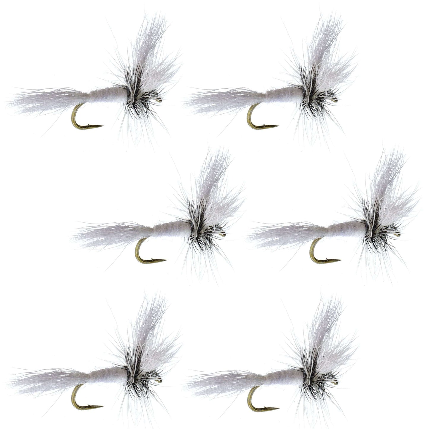 Barbless White Wulff Classic Hair Wing Dry Fly - 6 Flies Hook Size 14