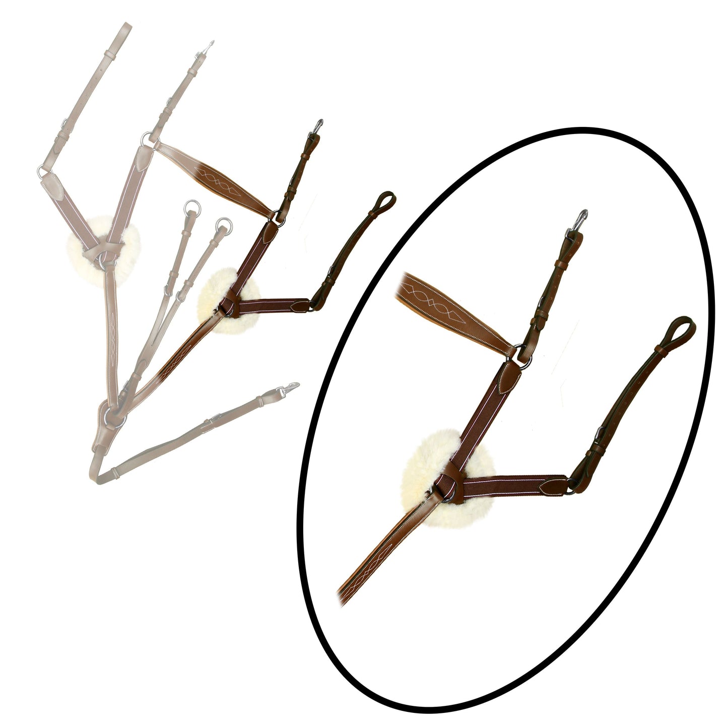 ExionPro 5 Point Breastplate with Sheepskin Padding - Matching Elastic