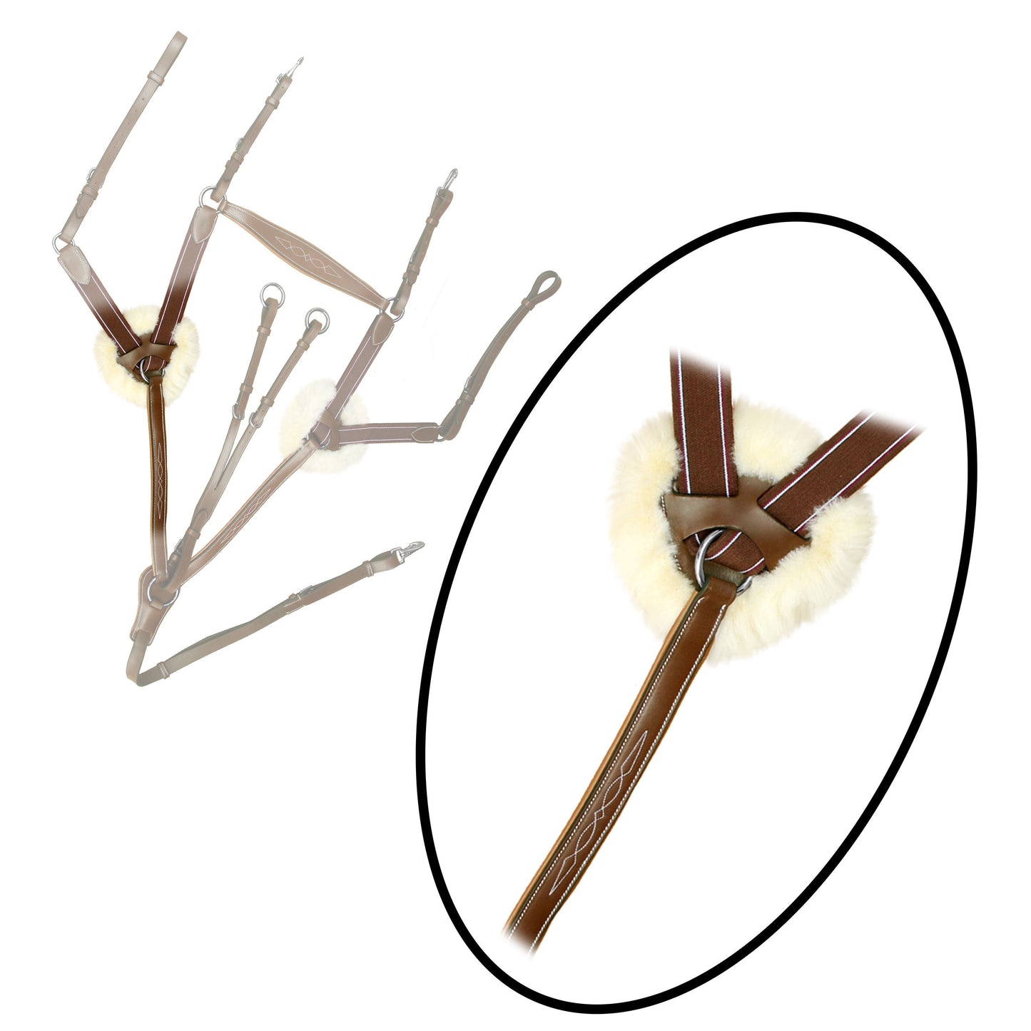 ExionPro 5 Point Breastplate with Sheepskin Padding - Matching Elastic