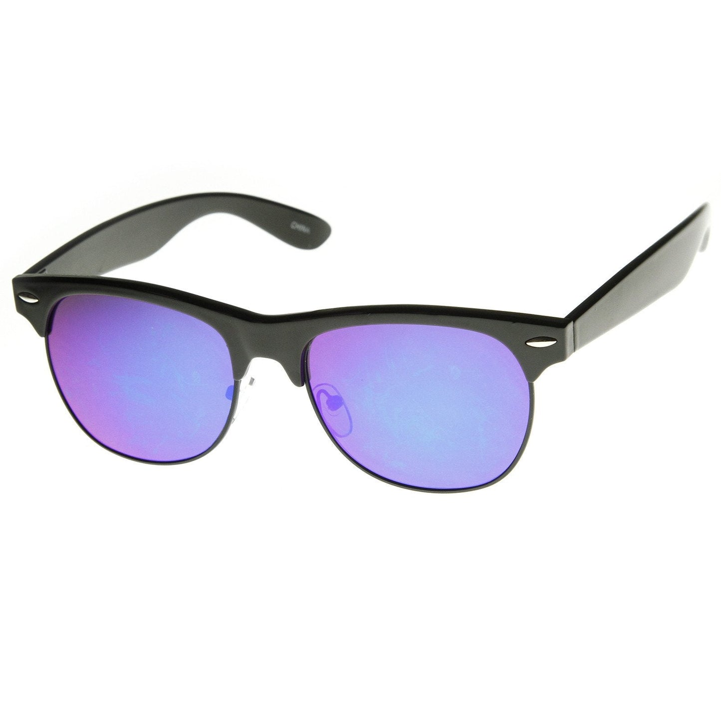 New Flash Mirrored Lens Horned Rim Half Frame Sunglasses 8927