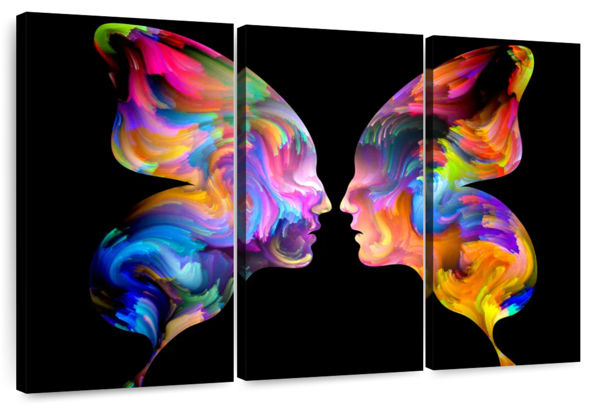 Abstract Butterfly Faces Wall Art