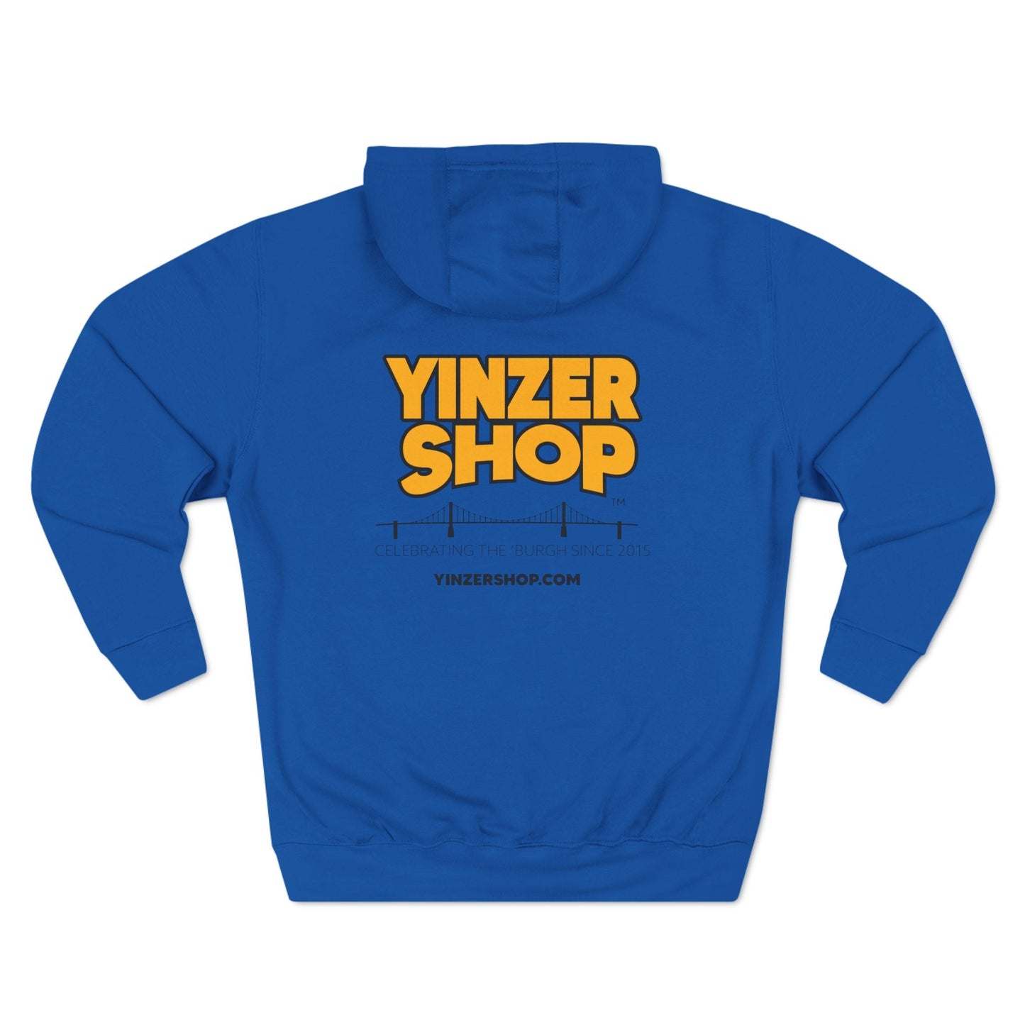 YinzerShop Serving Since 2015 - Print on back- Lane Seven LS14001 Three-Panel Fleece Hoodie