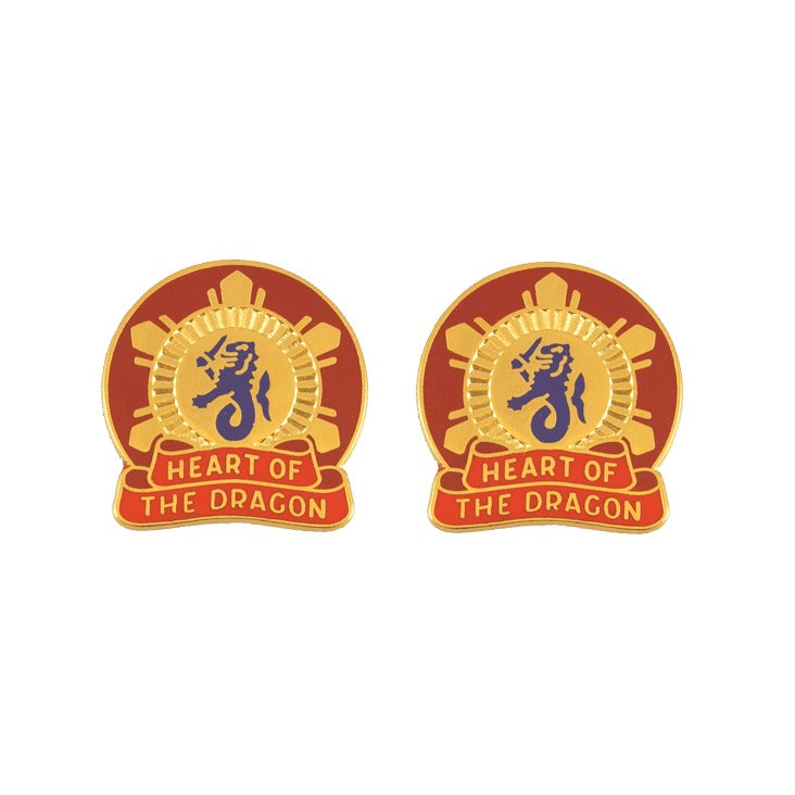 330th Transportation Center Unit Crest DUI - 1 Pair - HEART OF THE DRAGON