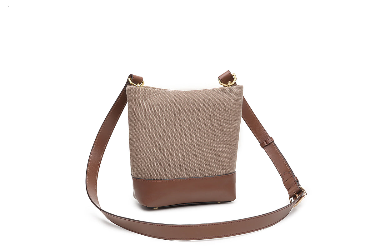 Betsy Bucket Bag | Chocolate Washed Canvas + Brown Leather