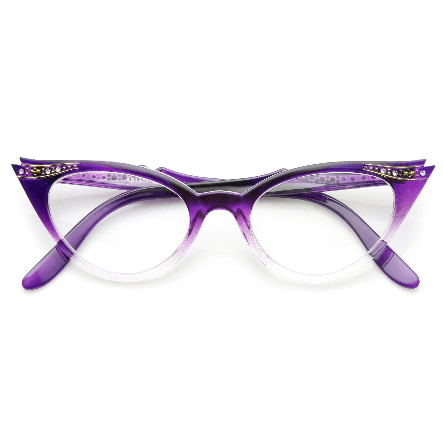Vintage 1950's Womens Cat Eye Clear Lens Glasses 8783