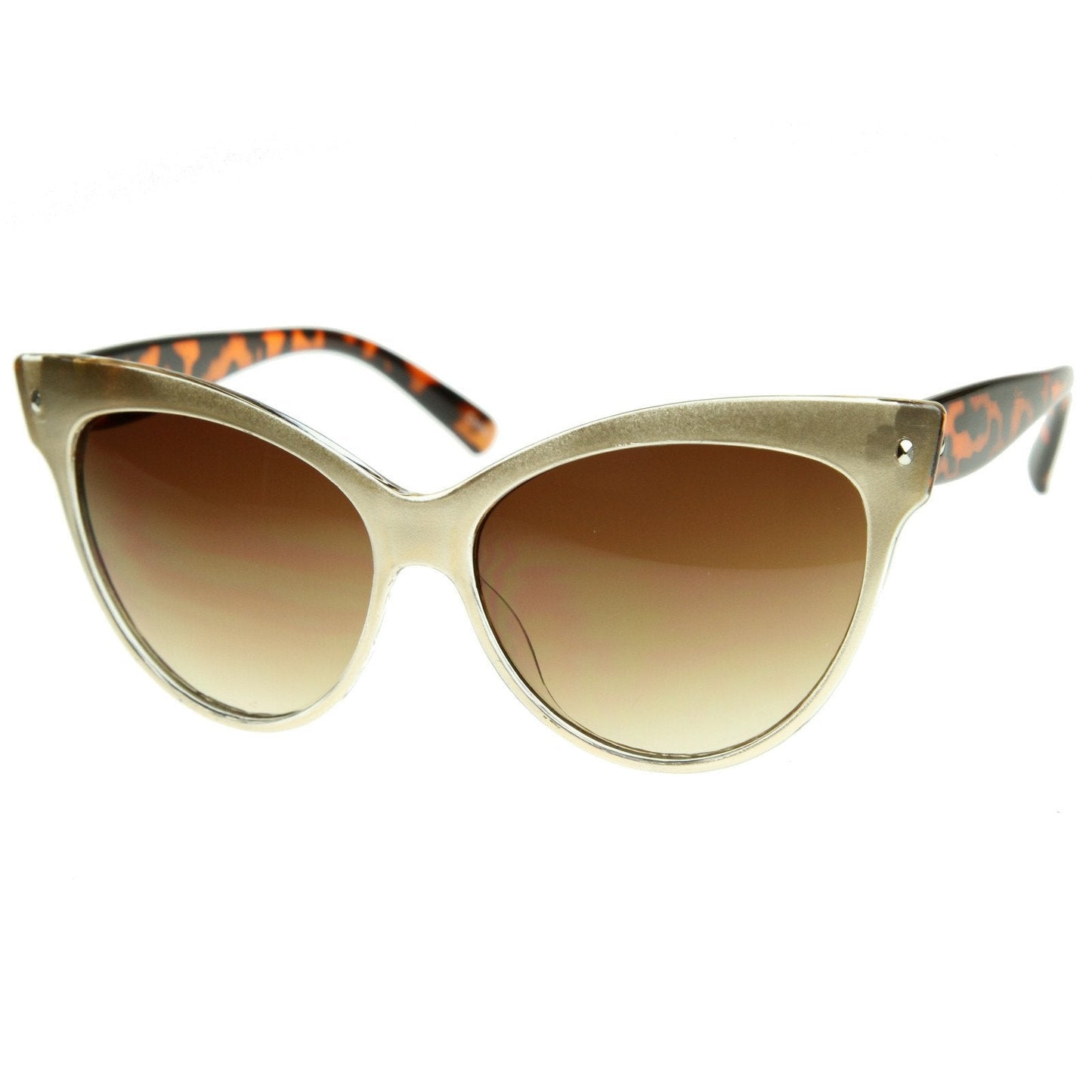High Pointed Tip Inset Frame Oversize Cat Eye Sunglasses 8462