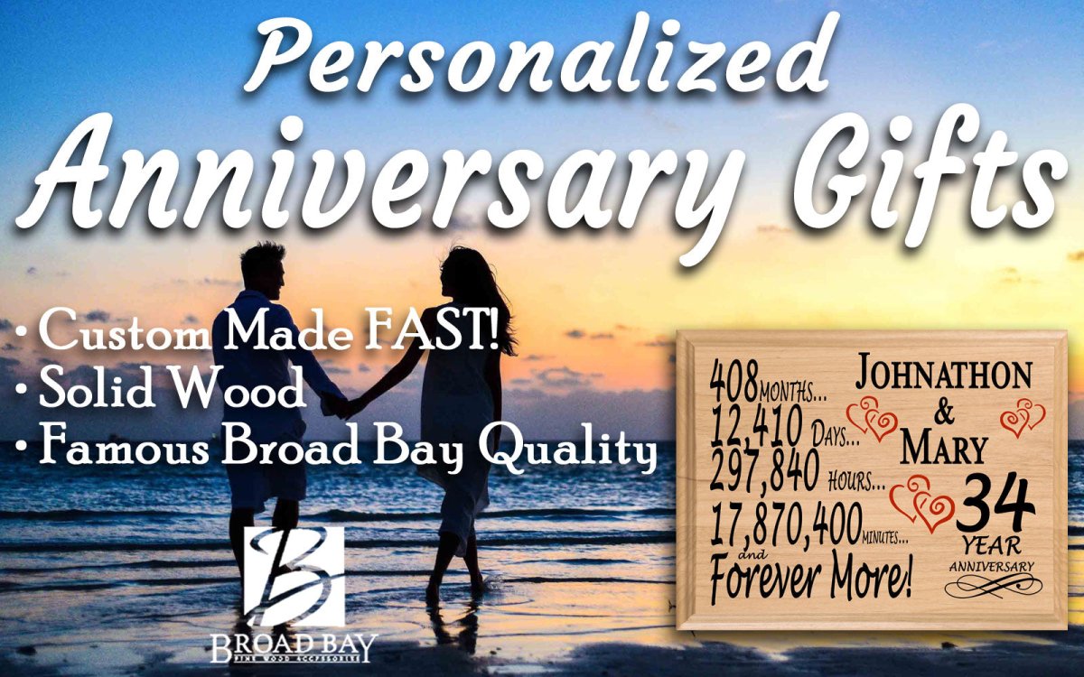 Personalized 34th Anniversary Gift – Custom Wood Keepsake for Husband, Wife, or Couple