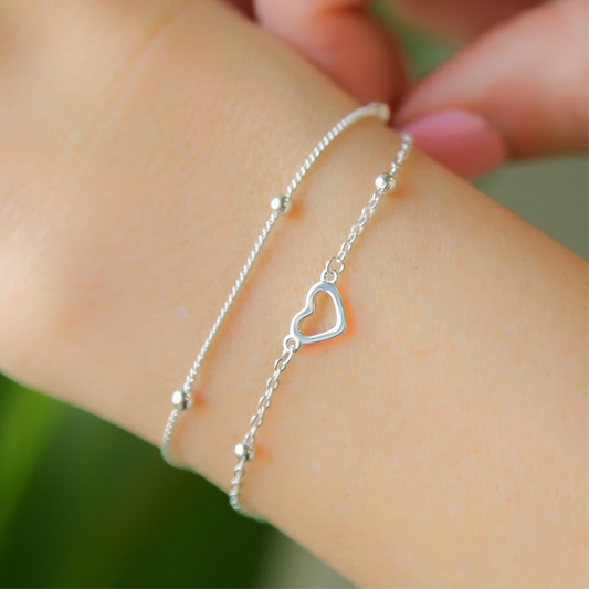 FLATTERED - 925 Sterling Silver Heart Bracelet