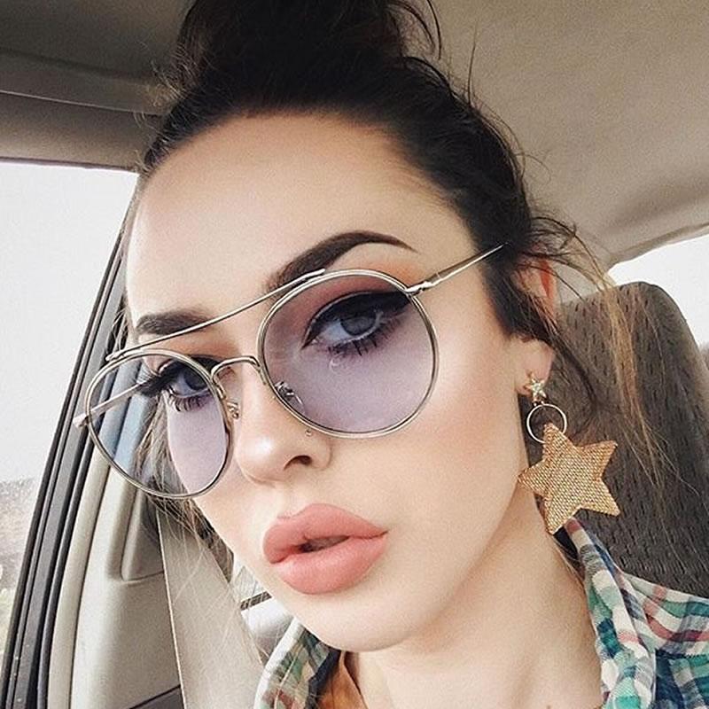 Modern Slim Round Color Tone Aviator Sunglasses A871