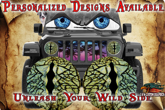 Green Lizard eyes headlight decals