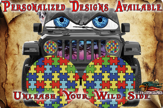 Autism awareness for a round headlight decal.