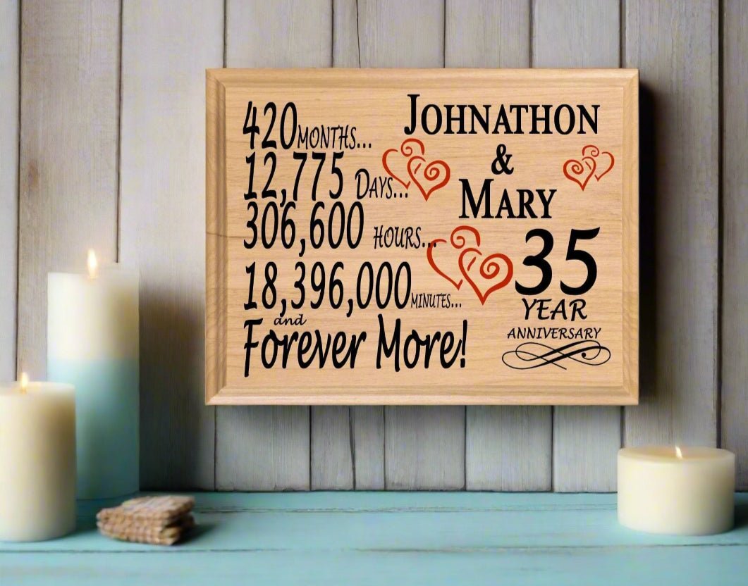 Personalized 35th Anniversary Gift – Custom Wood Keepsake for Husband, Wife, or Couple