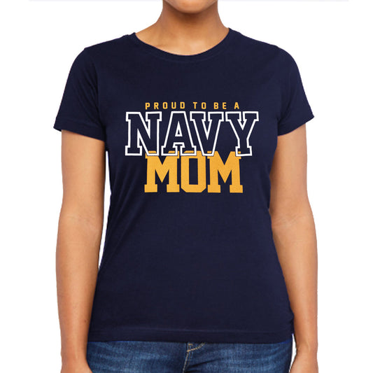 Navy Ladies Proud Mom T-Shirt (Navy)
