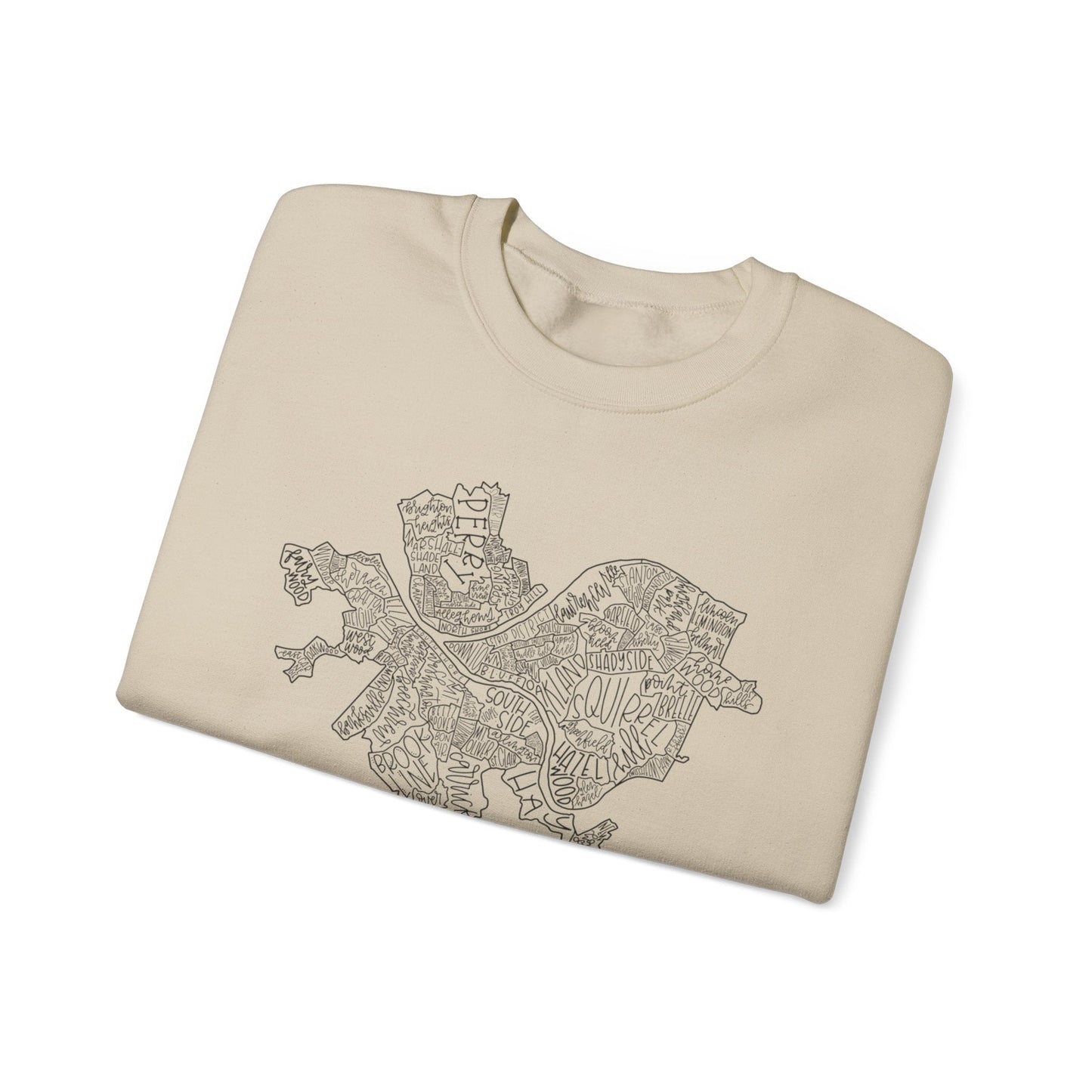 Pittsburgh Topo Word Map Graphic Gildan Heavy Blend™ Crewneck Sweatshirt
