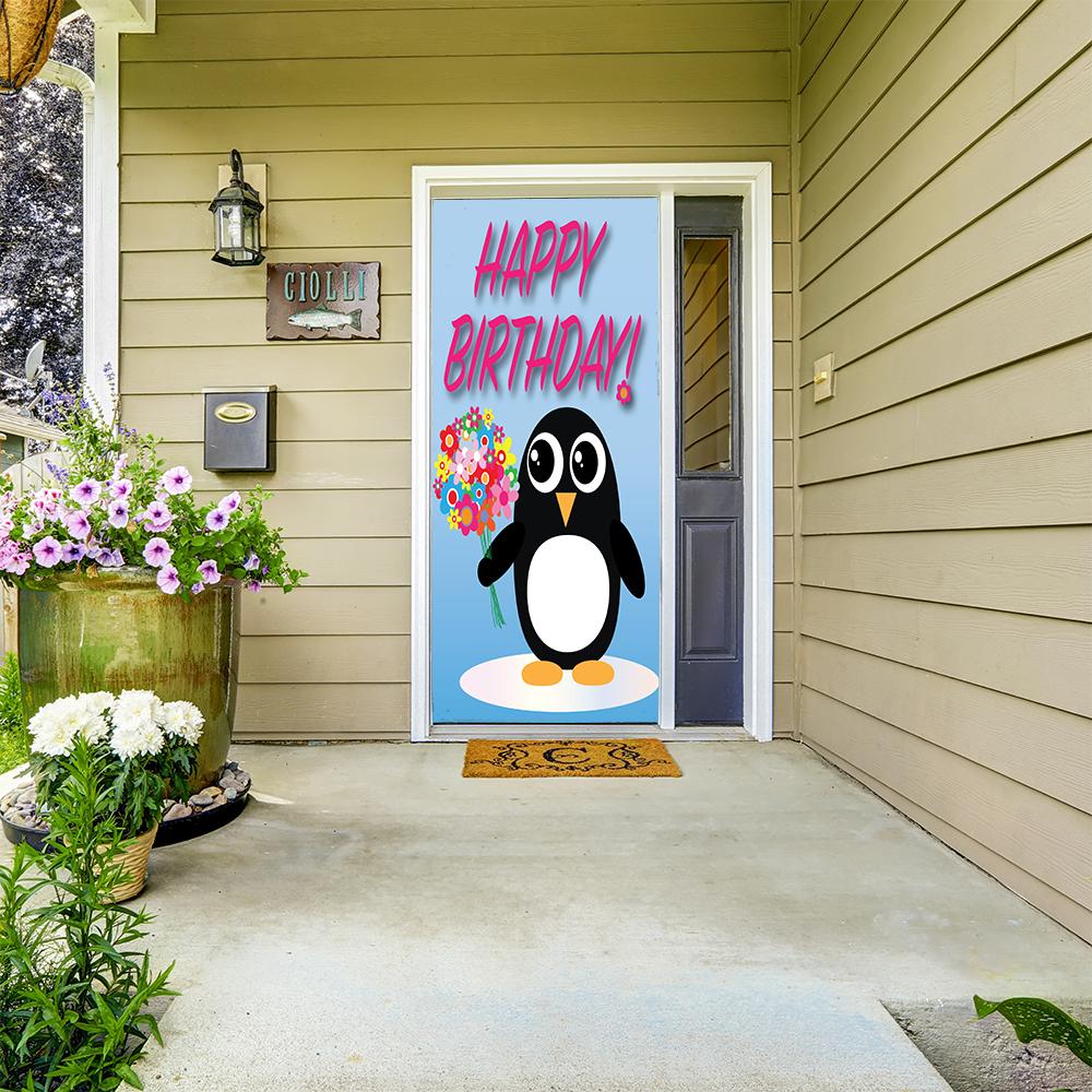 Happy Birthday Penguin with Balloons