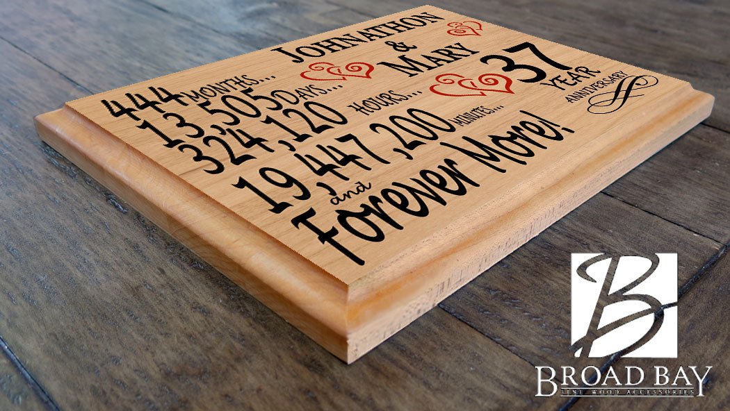 Personalized 37th Anniversary Gift – Custom Wood Keepsake for Husband, Wife, or Couple