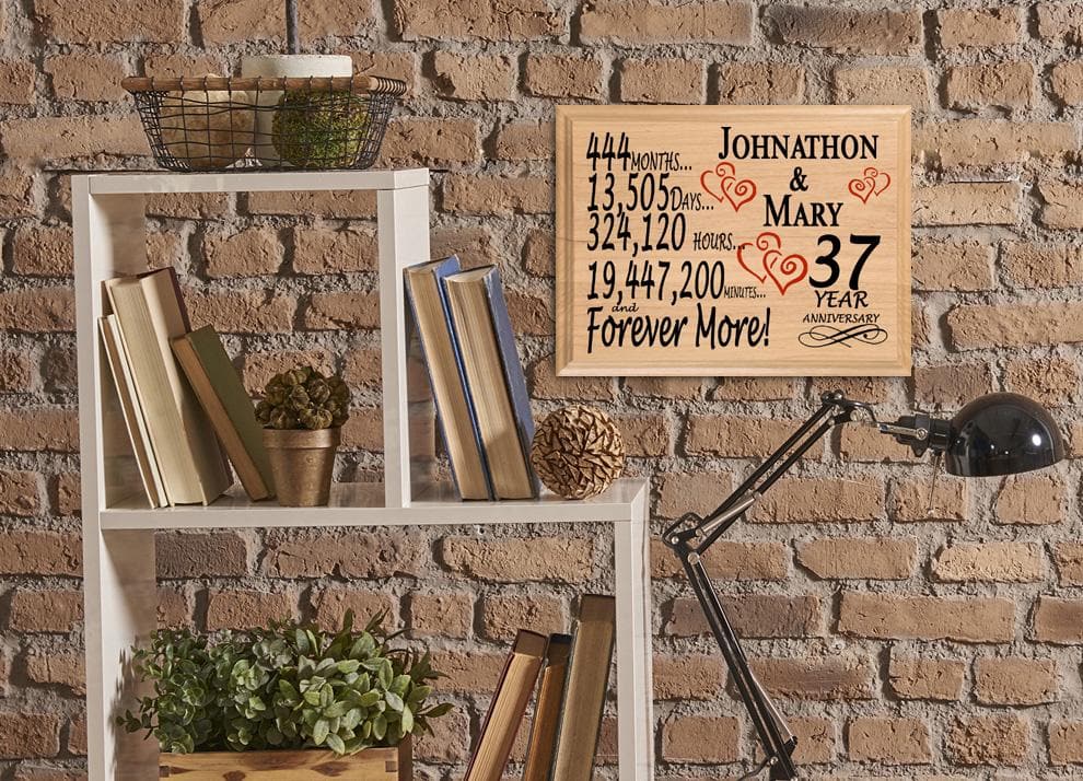 Personalized 37th Anniversary Gift – Custom Wood Keepsake for Husband, Wife, or Couple