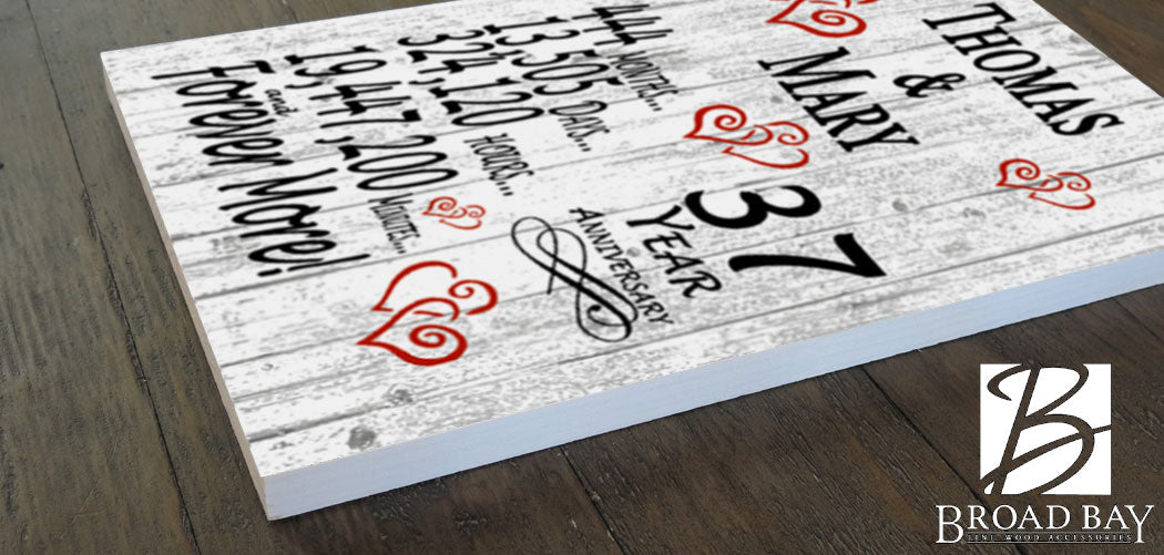 37 Year Anniversary Gift – Personalized 37th Anniversary Plaque with Custom Names