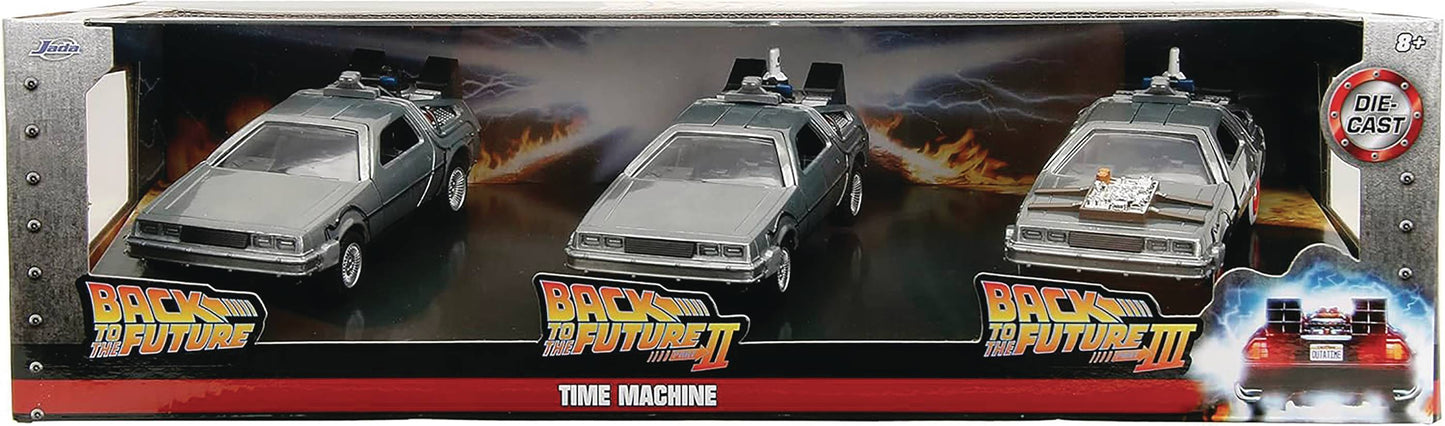 Back to the Future Hollywood Rides 1:32 scale DeLorean Time Machine 3-Pack