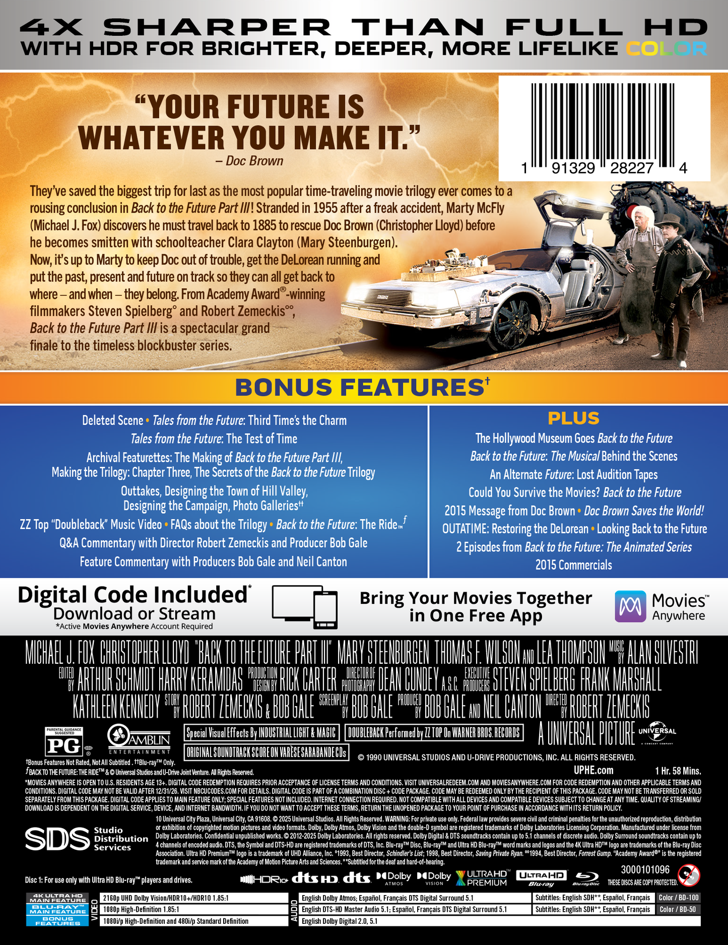 Back to the Future Part III Limited Edition Steelbook (4K Ultra HD + Blu-ray™ + Digital Code) [2025]