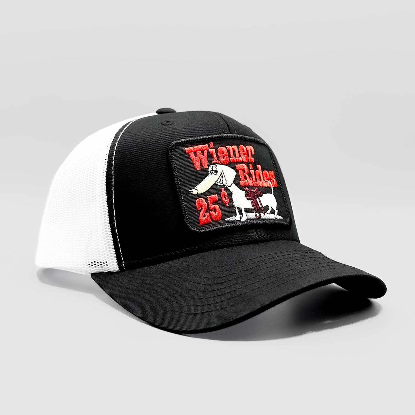 Wiener Rides 25 Cents Black Curved Brim Trucker Hat