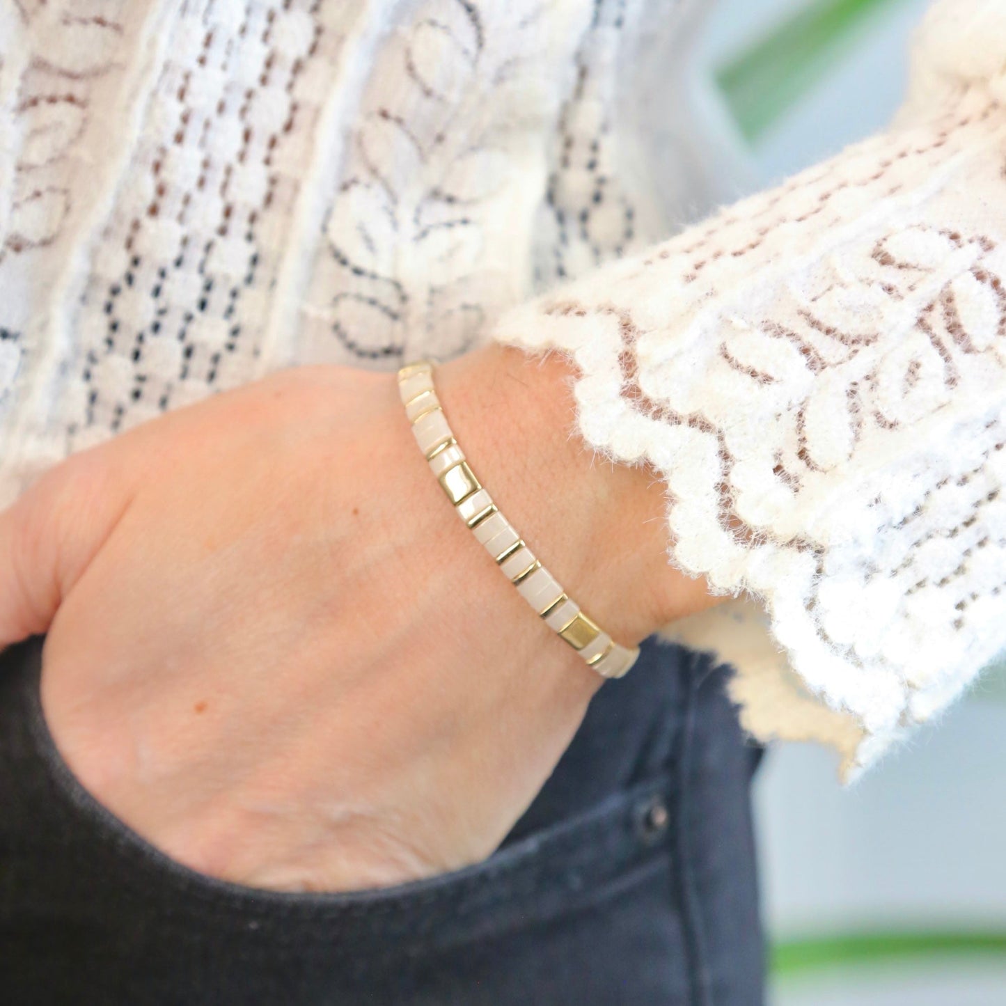 VANILLA - Tila Bead Bracelet - Large