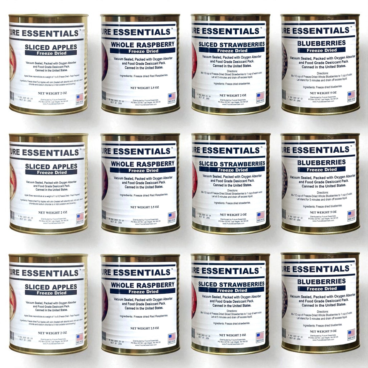 Case (12 Cans) of Future Essentials Freeze Dried Fruit Variety