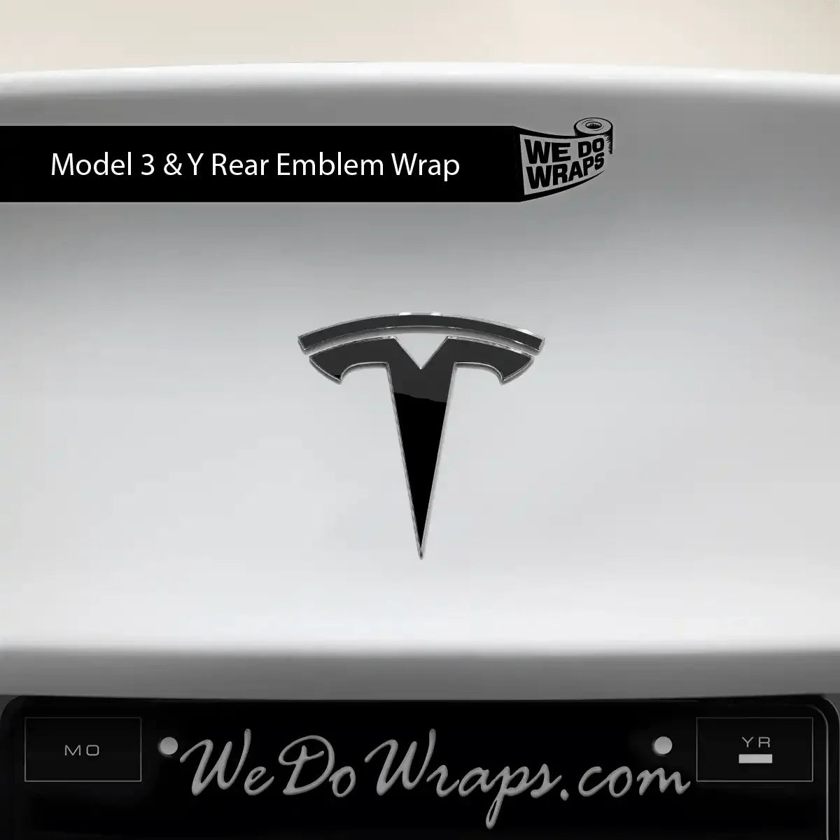 3M Gloss Black Tesla Emblem Decals (Front + Back) | Model Y
