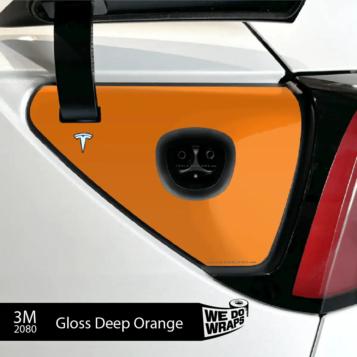 3M Gloss Deep Orange Tesla Charge Port Wrap | Model 3