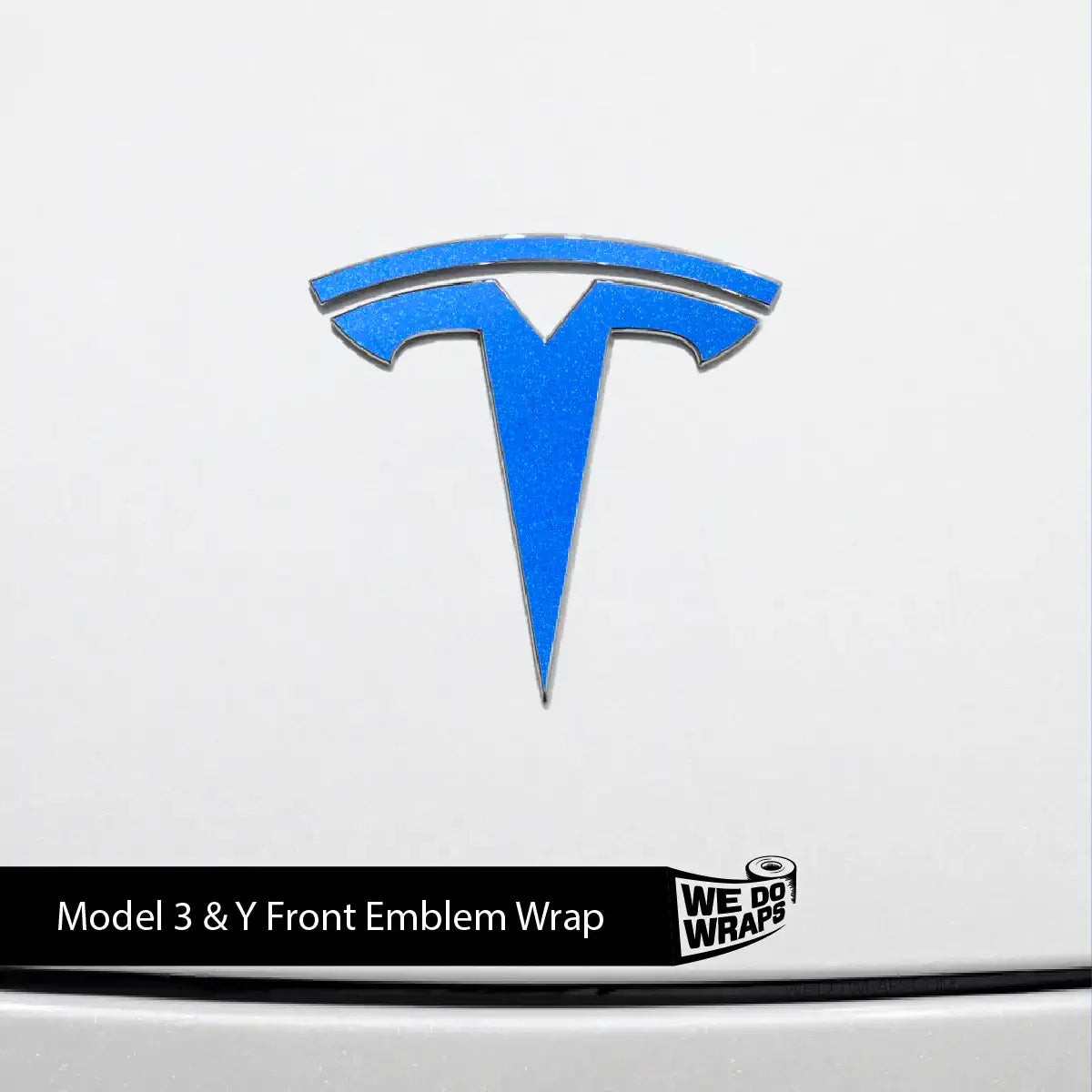 3M Gloss Fire Blue Tesla Emblem Decals (Front + Back) | Model 3