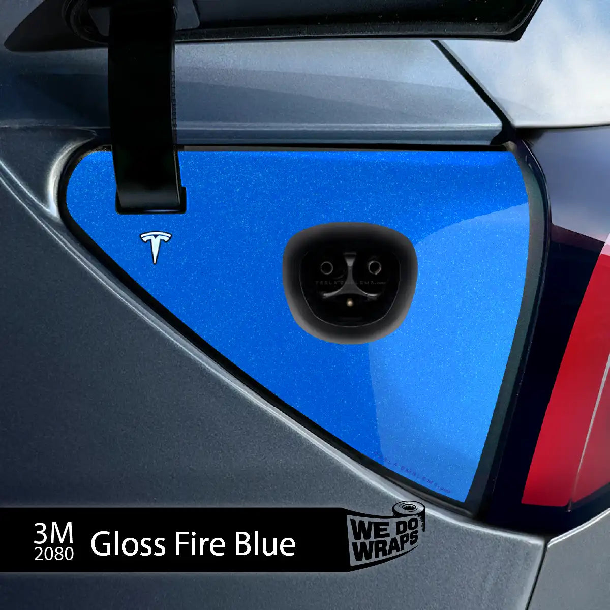 3M Gloss Fire Blue Tesla Charge Port Wrap | Model Y