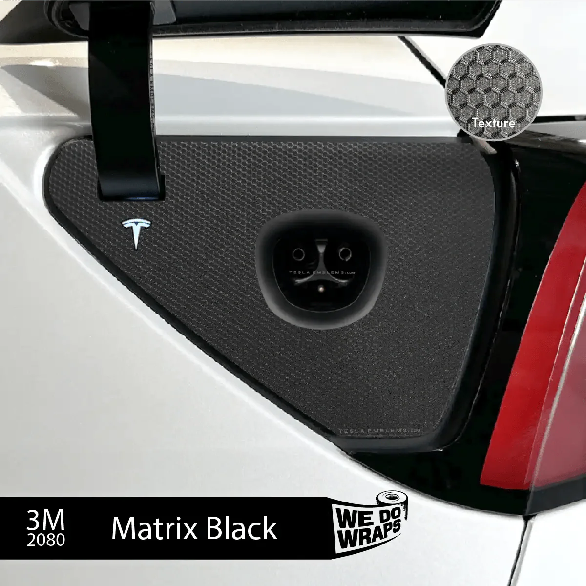 3M Matrix Black Tesla Charge Port Wrap | Model Y