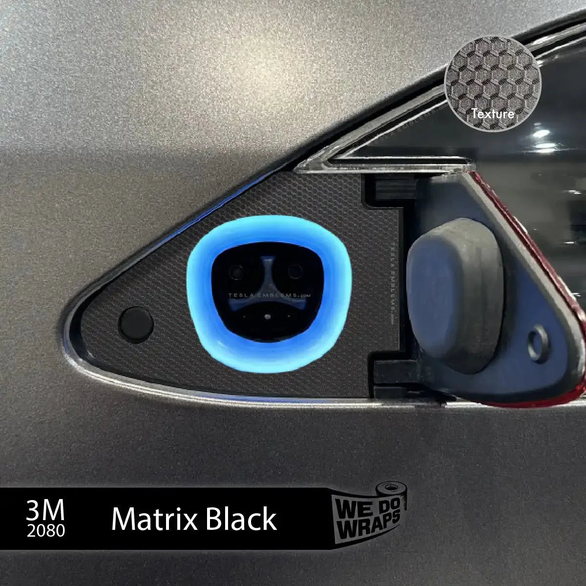 3M Matrix Black Tesla Charge Port Wrap | Model X